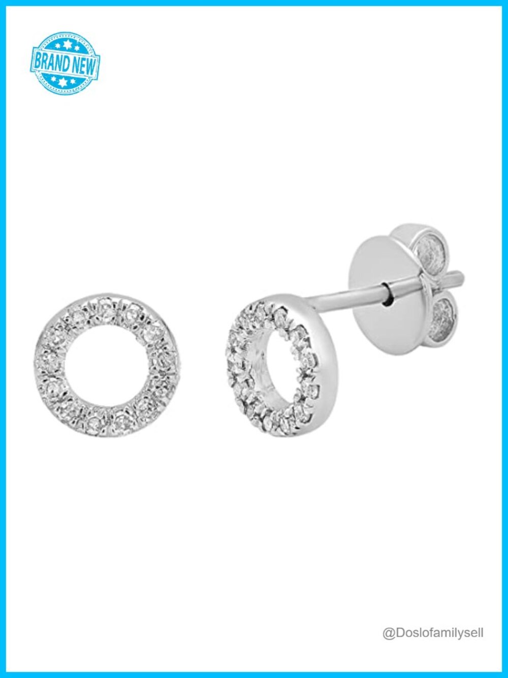 Sterling Silver Natural Diamond Halo Stud Earrings